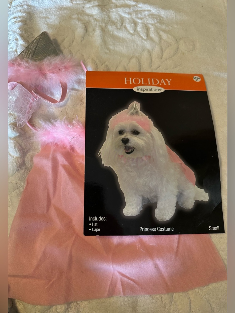 Pet Dog Cat Halloween Costume Princess Cape And Hat Pink Small Dog 10”-12” NIP